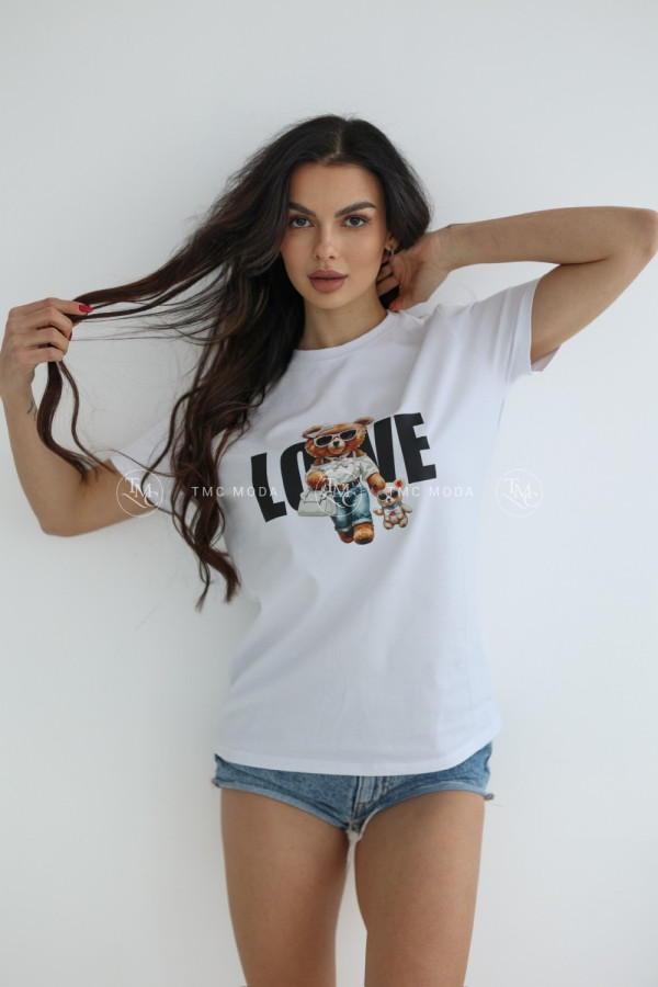 T-SHIRT LOVE MISIE BIAŁY/BIAŁY 1