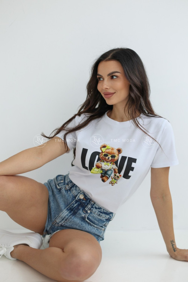 T-SHIRT LOVE MISIE BIAŁY/ŻÓŁTY 1