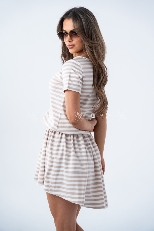 SUKIENKA MILIA STRIPES I BEŻOWA 2