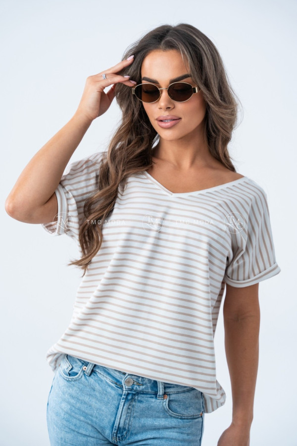T-SHIRT DOUBLE STRIPES II BEŻOWY