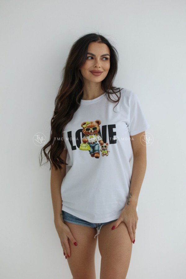 T-SHIRT LOVE MISIE BIAŁY/ŻÓŁTY