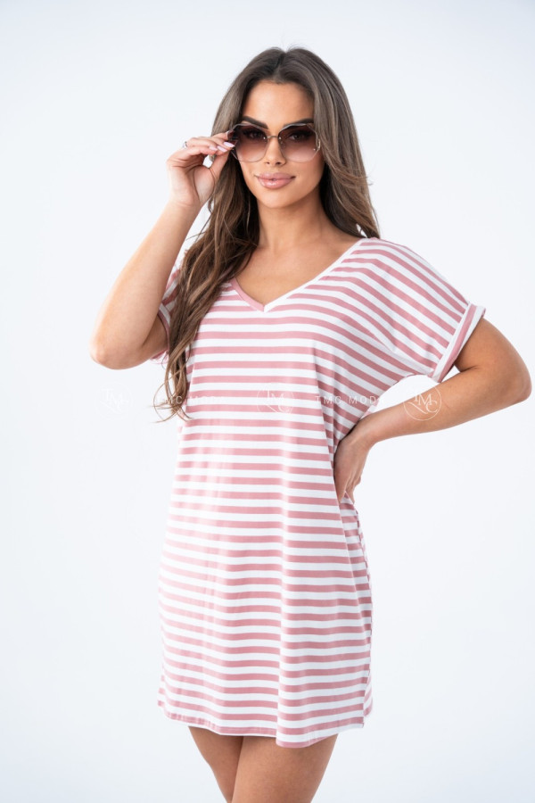 SUKIENKA DOUBLE STRIPES I PUDROWA