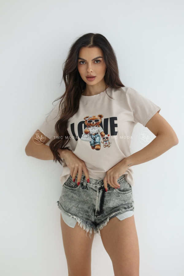 T-SHIRT LOVE MISIE BEŻOWY