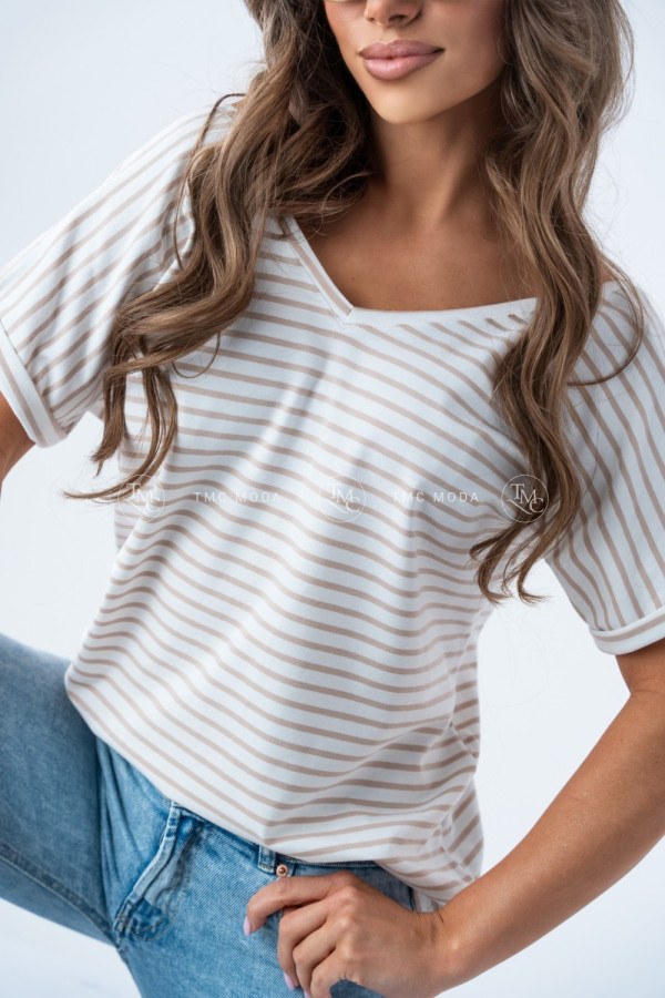 T-SHIRT DOUBLE STRIPES II BEŻOWY 2