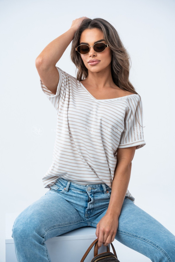 T-SHIRT DOUBLE STRIPES II BEŻOWY 1