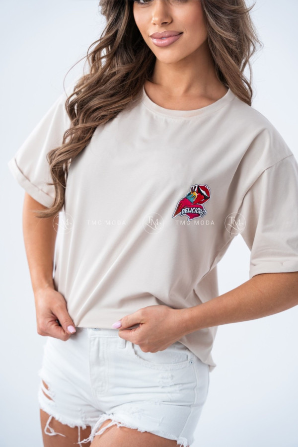 T-SHIRT DELICIOUS BEŻOWY